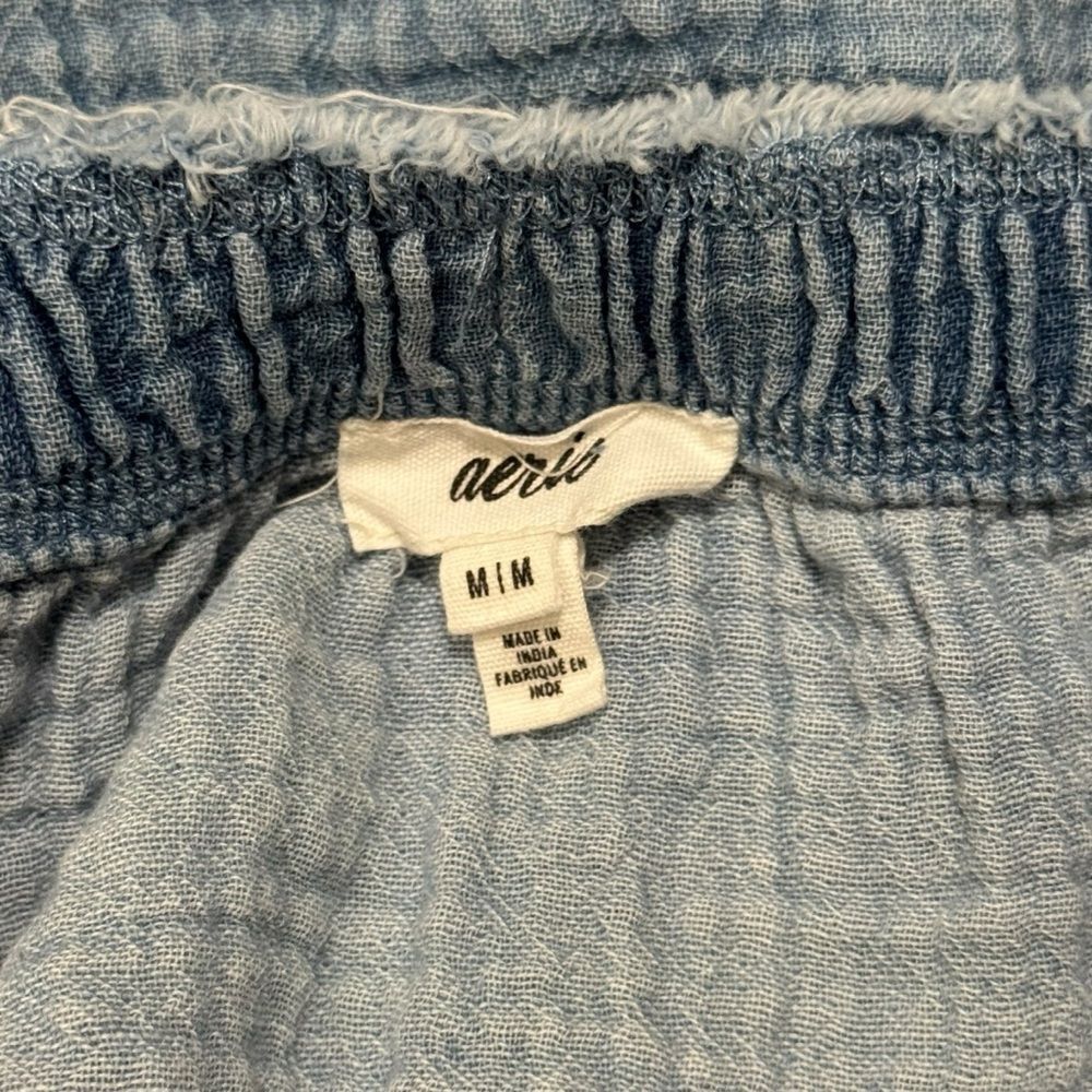 Aerie Blue Mini Skirt Women’s Size Medium Casual Frayed Hem - Picture 5 of 5